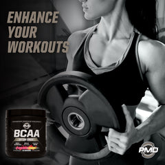 PMD BCAA post-workout recovery shake ready in a gym setting