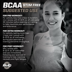 Athlete preparing PMD BCAA pre-workout mix for enhanced focus and endurance