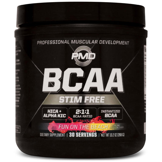 PMD Sports BCAA powder being stirred for fast mixing and quick consumption