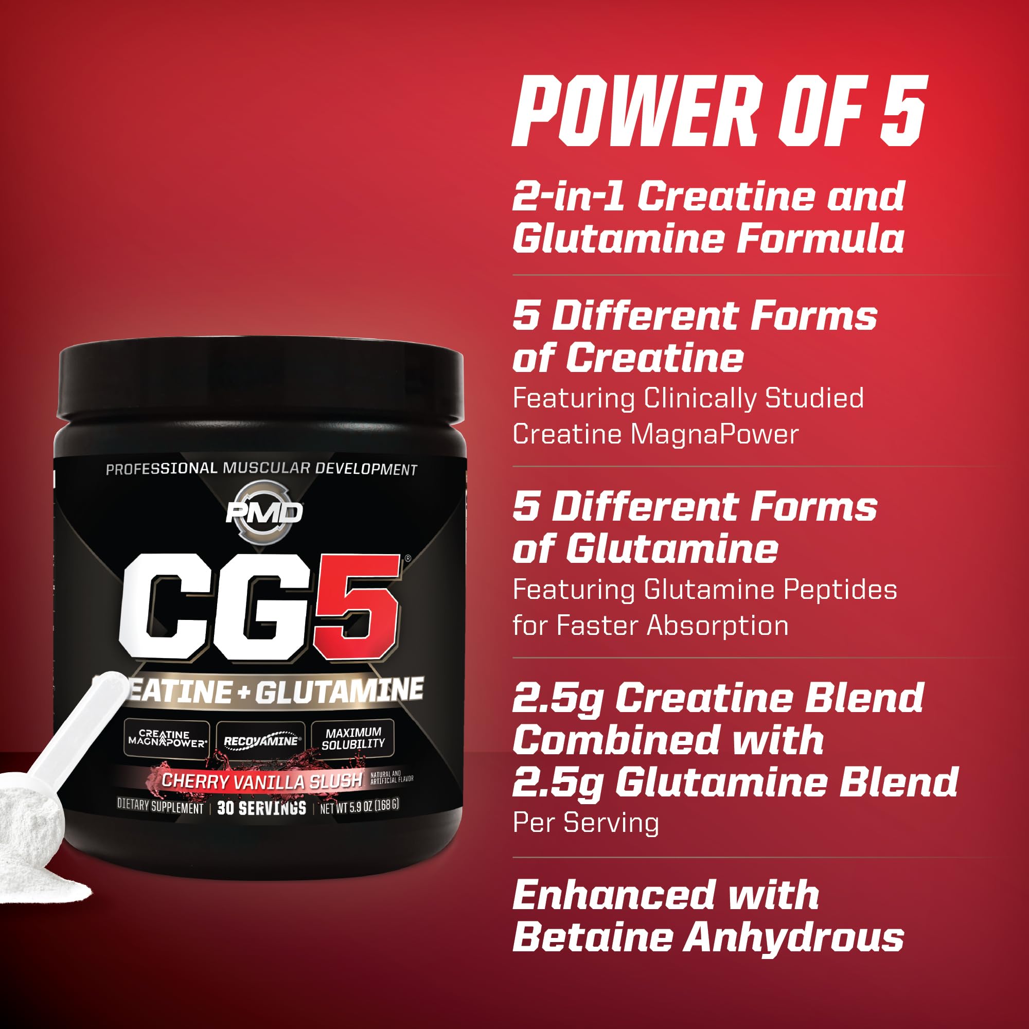 PMD Sports CG5 bottle-sideview highlights MagnaPower creatine binding
