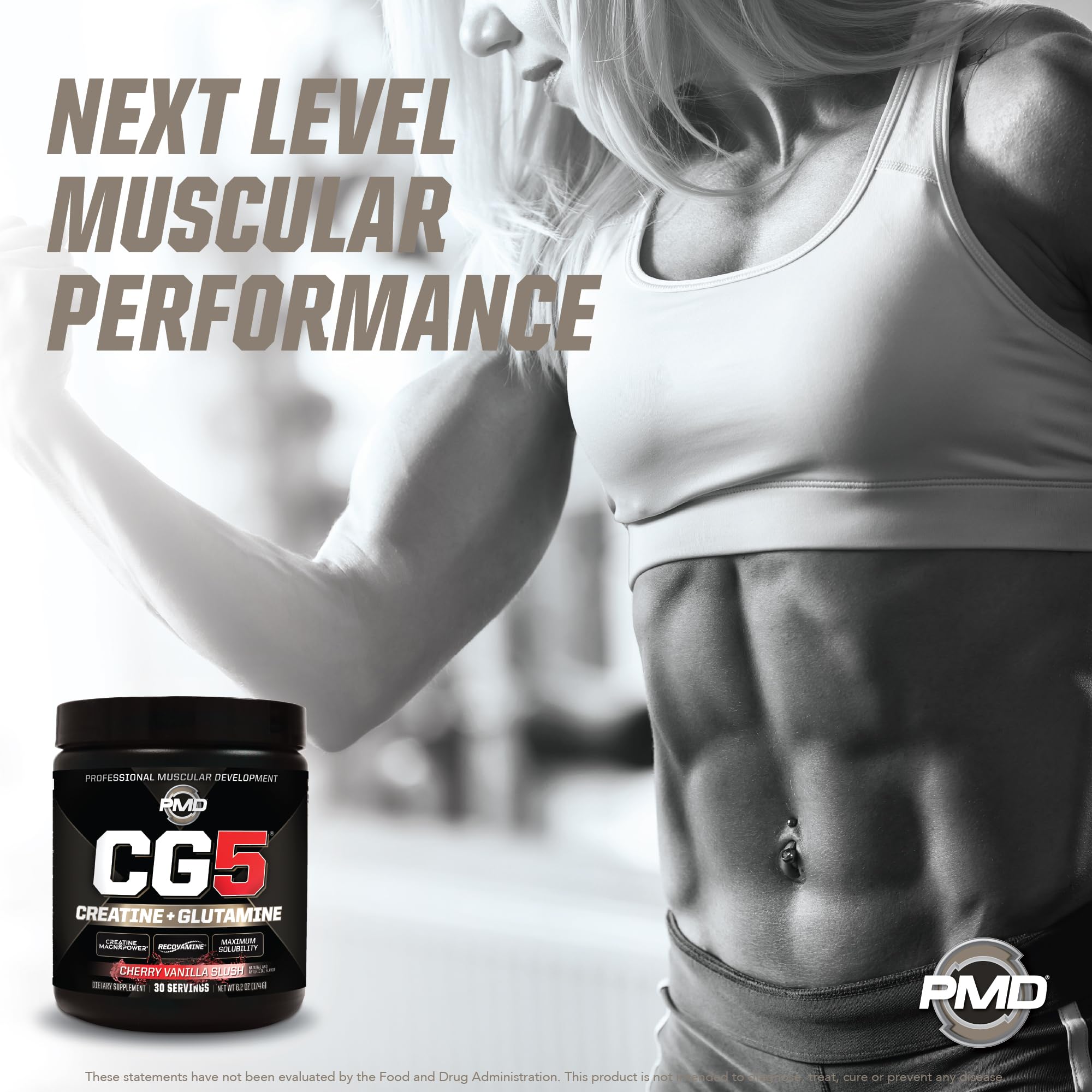 PMD Sports CG5 flavor-cherry-vanilla-slush canister beside gym bag