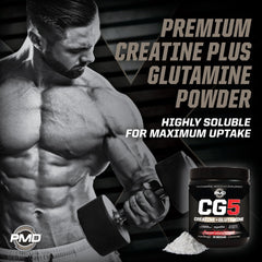 PMD Sports CG5 pre-post workout setup with glass and scoop