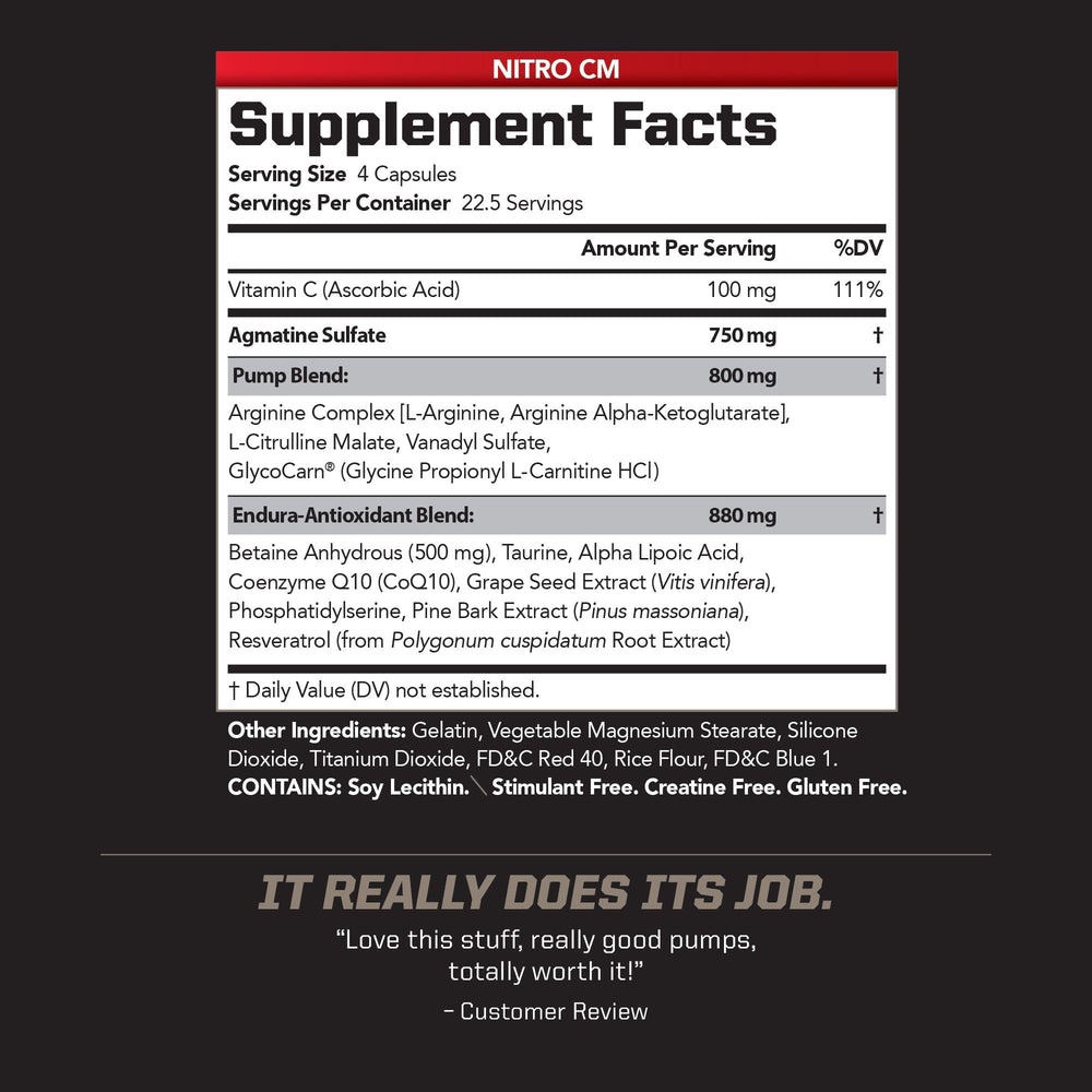 PMD Sports Nitro CM bottle side view showing compact capsule count for convenience