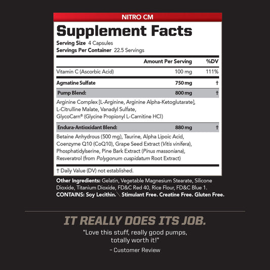 PMD Sports Nitro CM bottle side view showing compact capsule count for convenience