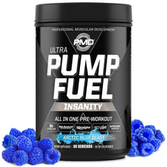 PMD Sports Pump Fuel Ultra Insanity Arctic Blue Bottle for energizing pre-workout nutrition