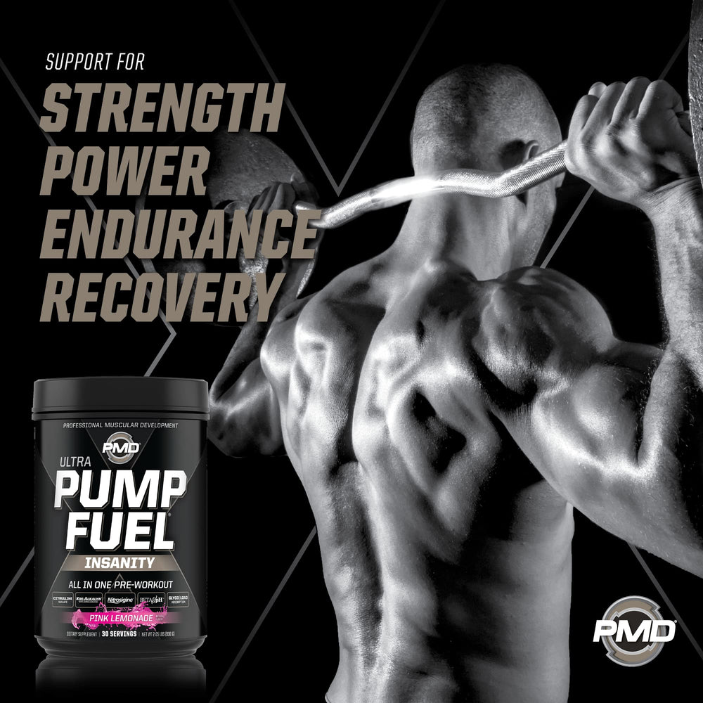 PMD pink lemonade powder being mixed in a glass for pre-workout ritual.
