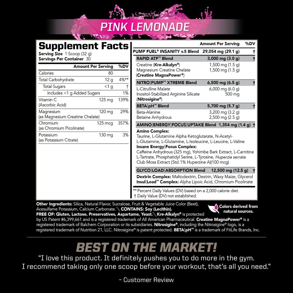 PMD pink lemonade powder container and scoop for precise servings.