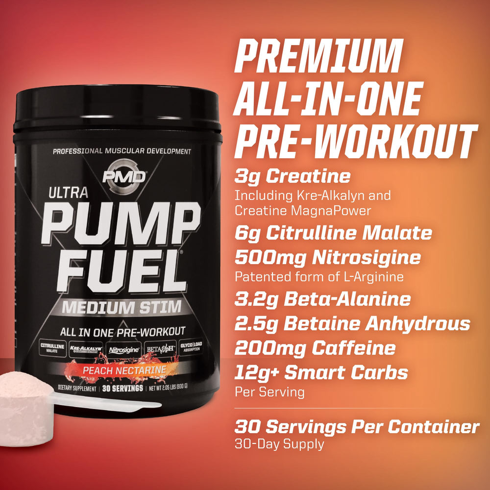 PMD Sports Pump Fuel Ultra powder pouring into a shaker