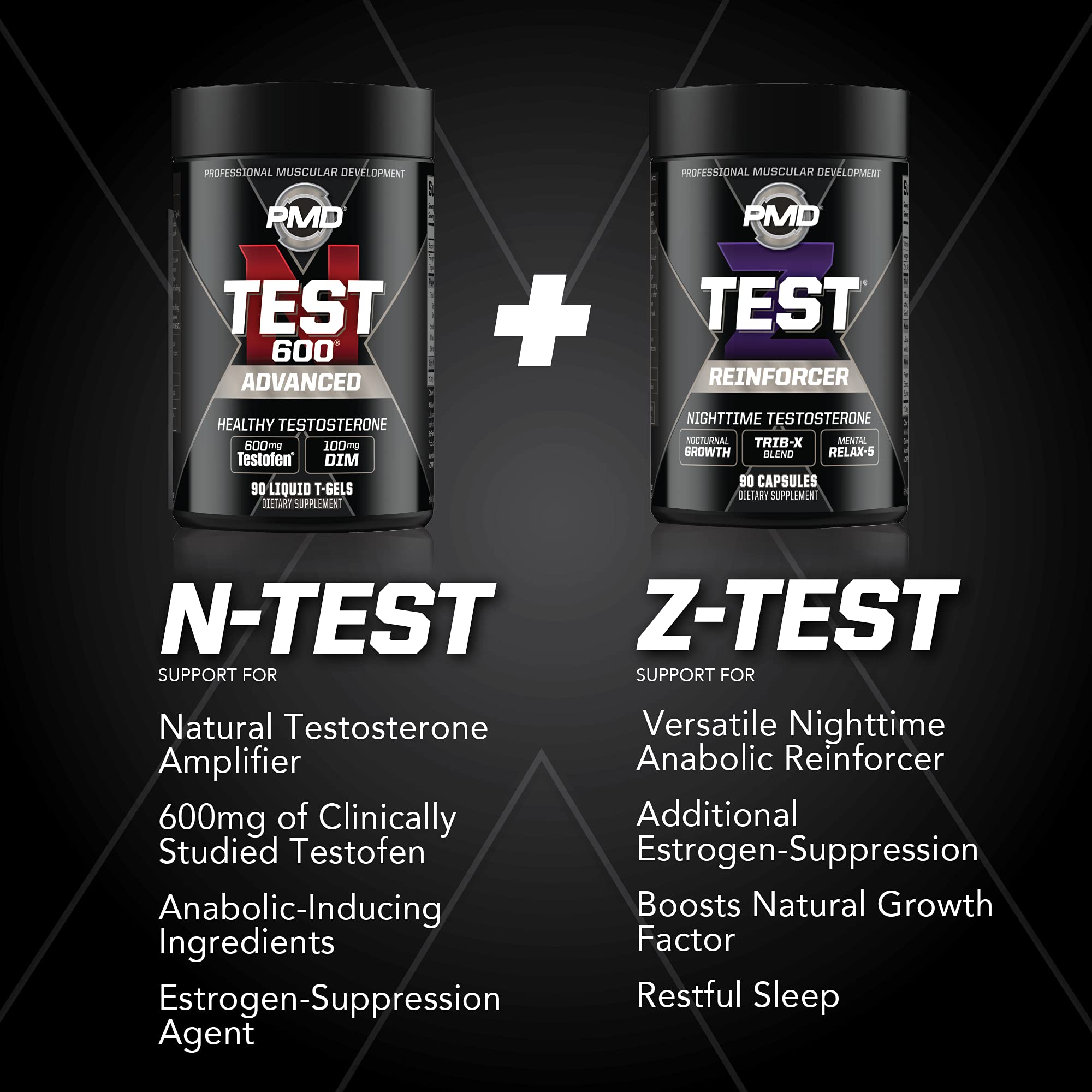 PMD Z-TEST 90 capsules close-up conveys day-night resilience potential.