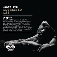 PMD Z-TEST 90 capsules packaging shows recovery support in the stack.