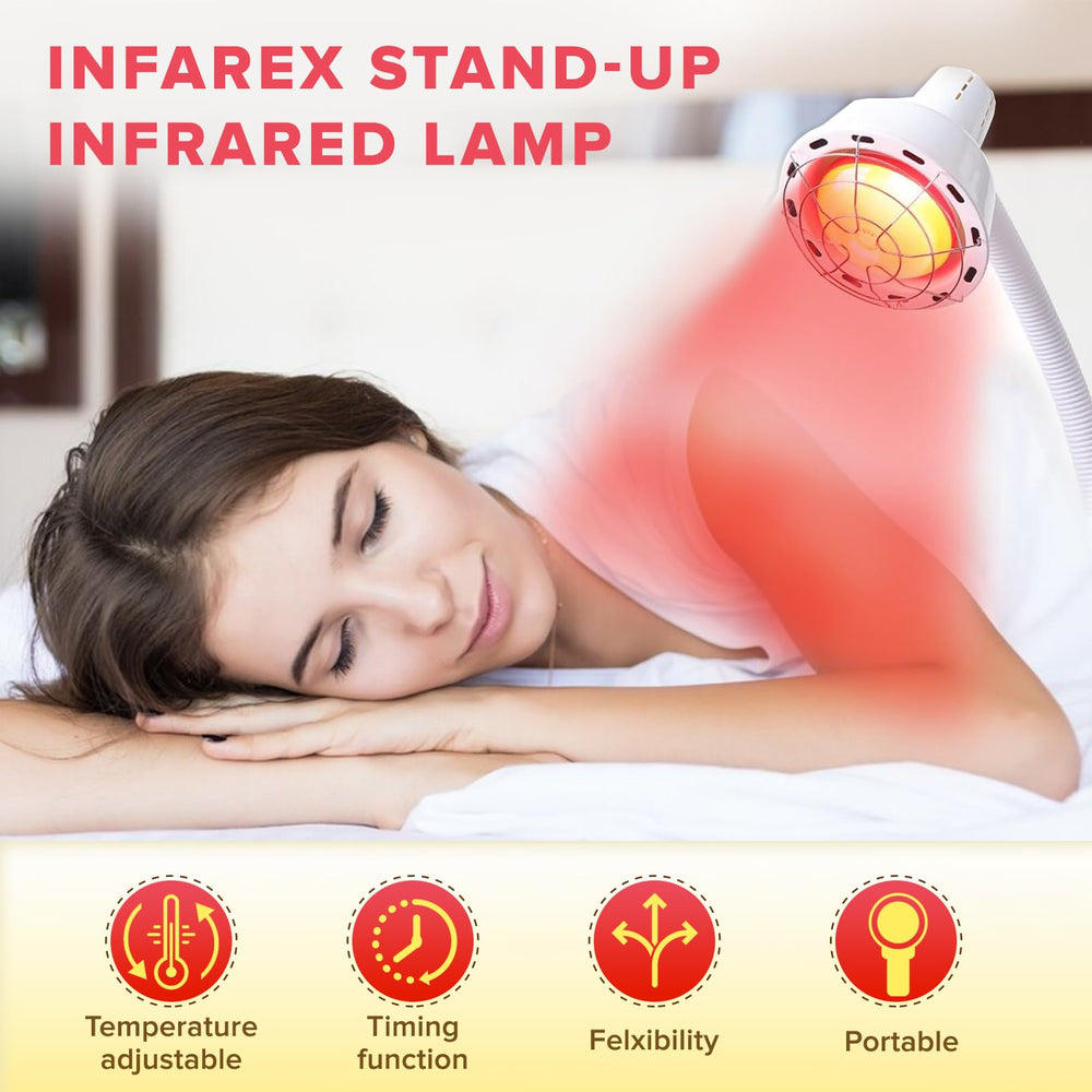 PMT Medical Infarex rotating-head lamp enabling versatile angle therapy sessions.