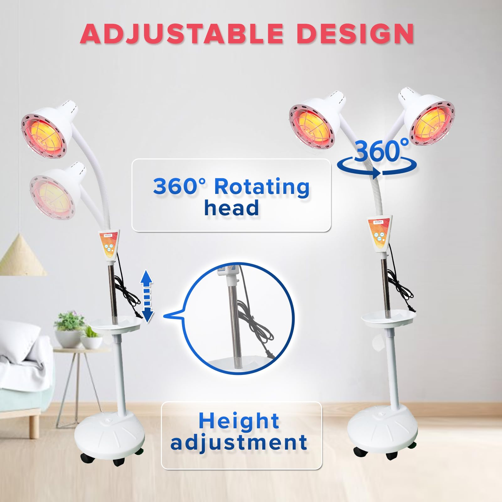 PMT Medical Infarex lamp base with rollers for easy room-to-room relocation