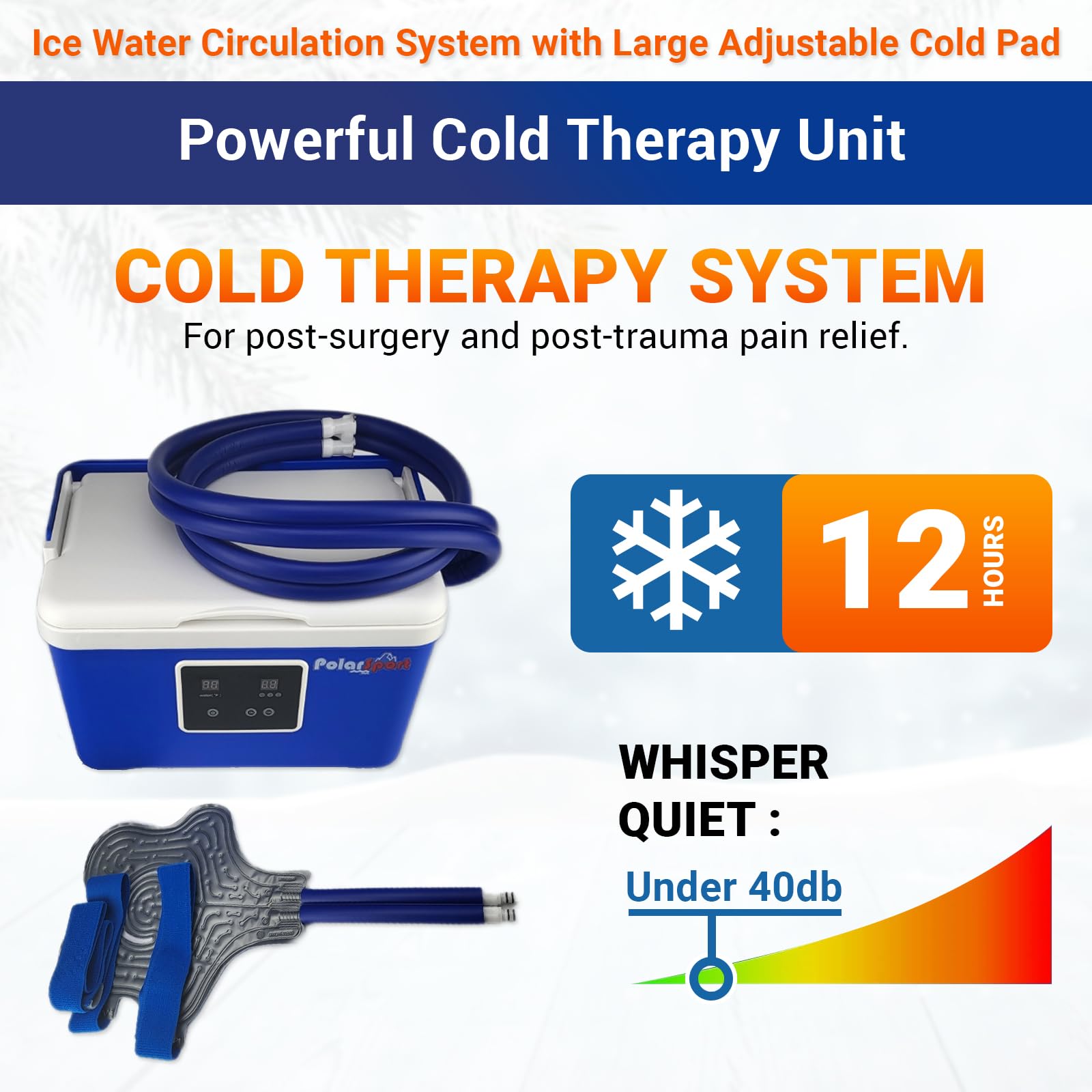 Polar Sport large therapy pad on knee for focused cold therapy