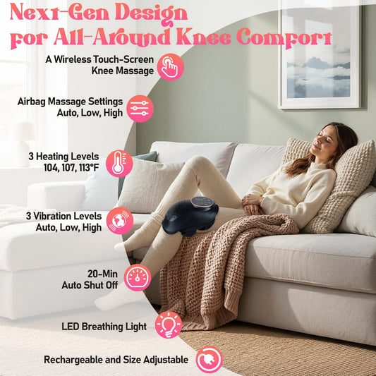 PNZOZO knee massager three airbag modes customize knee compression
