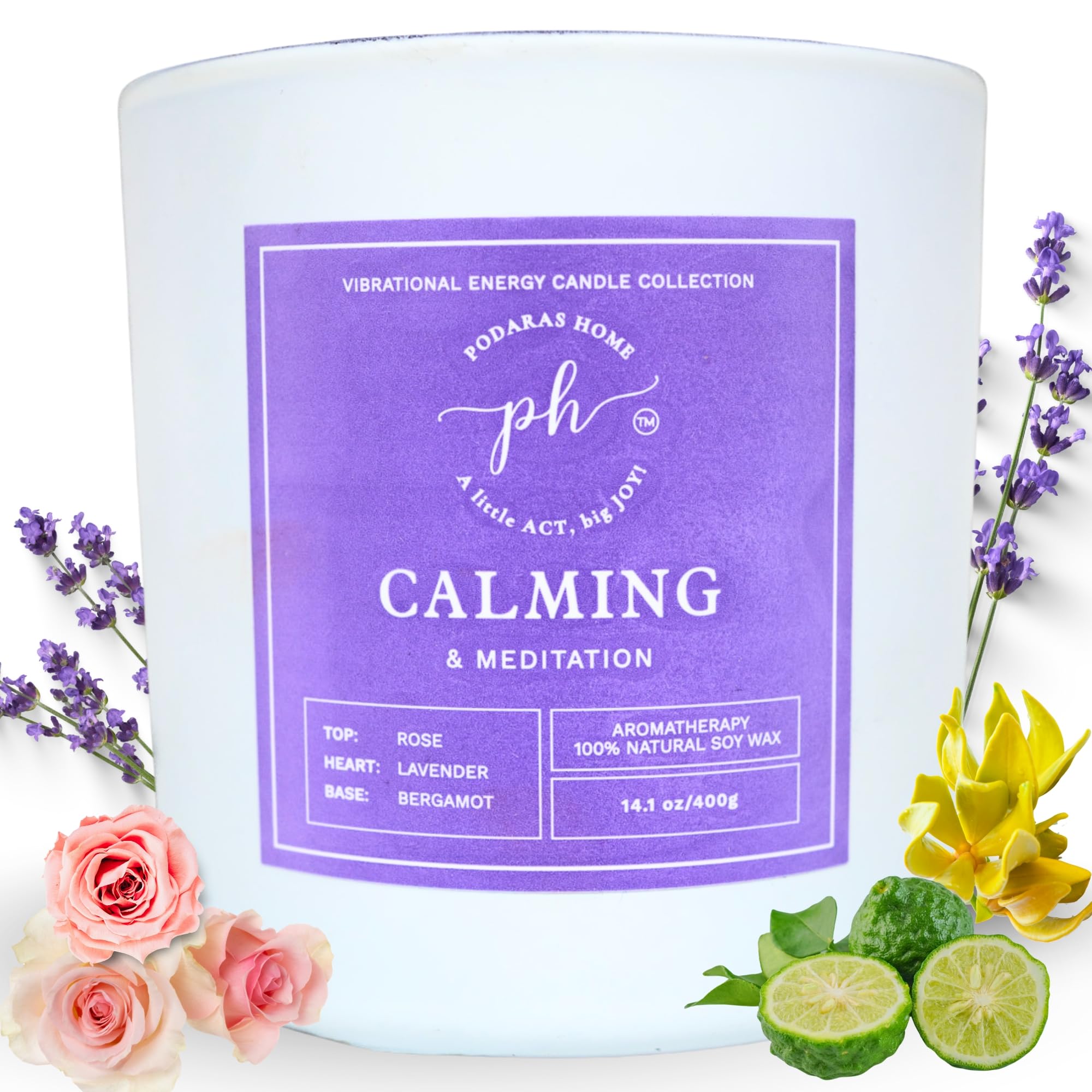 Podaras Home calming candle jar ideal for meditation and mood support.