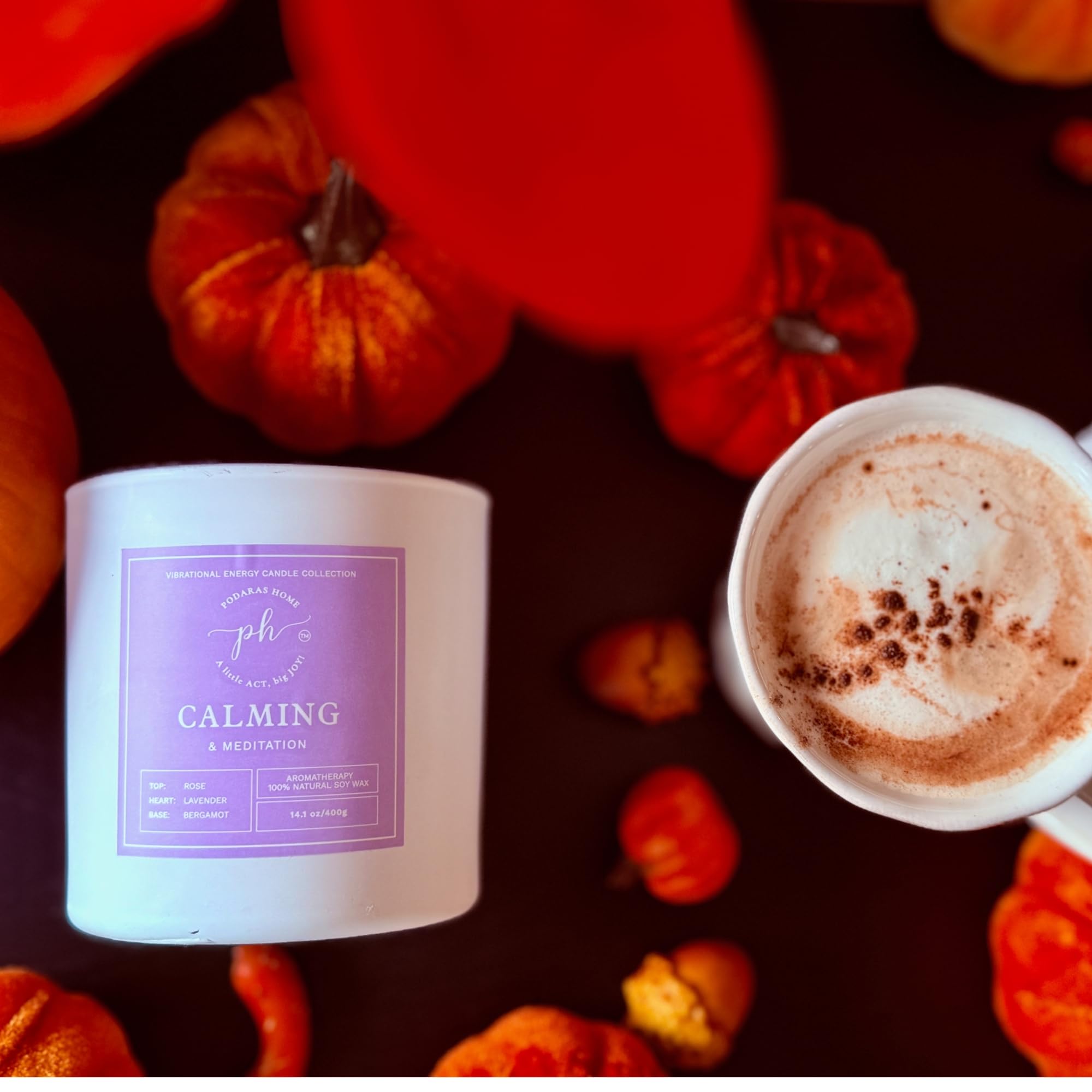 Podaras Home candle glow creates cozy ambiance for relaxation.