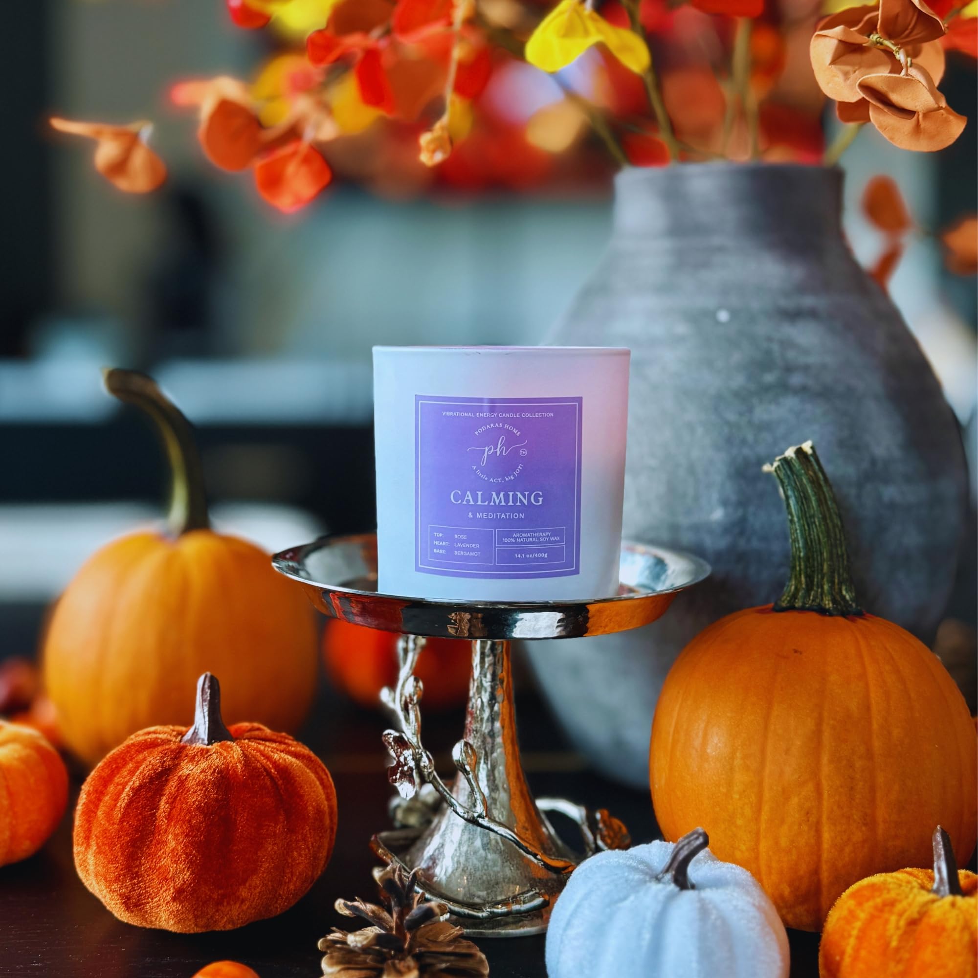 Podaras Home essential oil blend close-up shows ylang ylang lavender rose aroma.