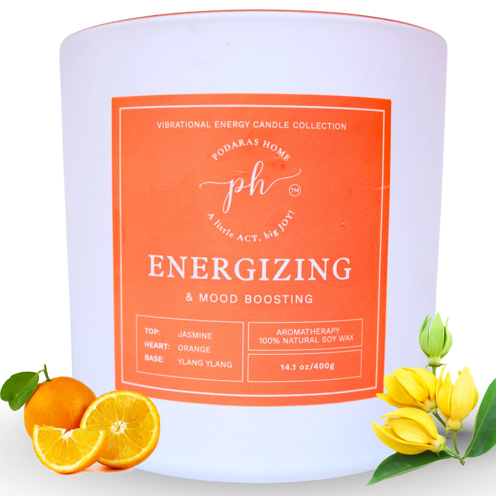 Podaras Home XL candle front view for energizing ambiance