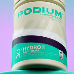 Podium Nutrition Hydro+Salt label emphasizes NSF Certified for Sport safety.