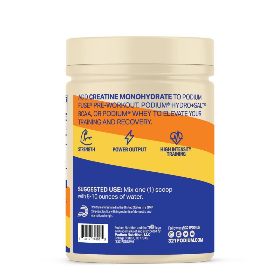 Podium Nutrition Solos scoop over glass for easy dosing during workouts.