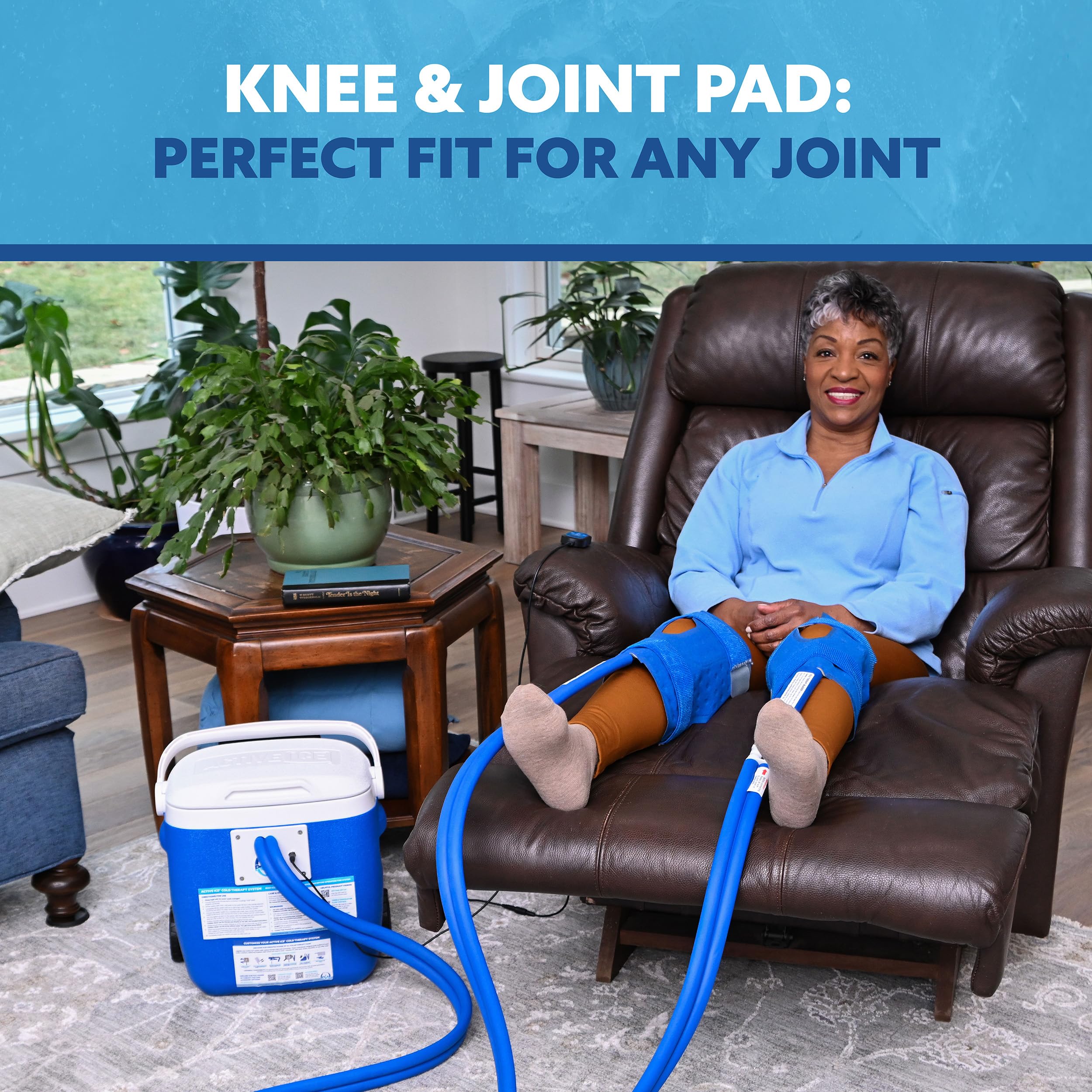 Two ergonomic knee pads provide comfortable, targeted support during recovery.