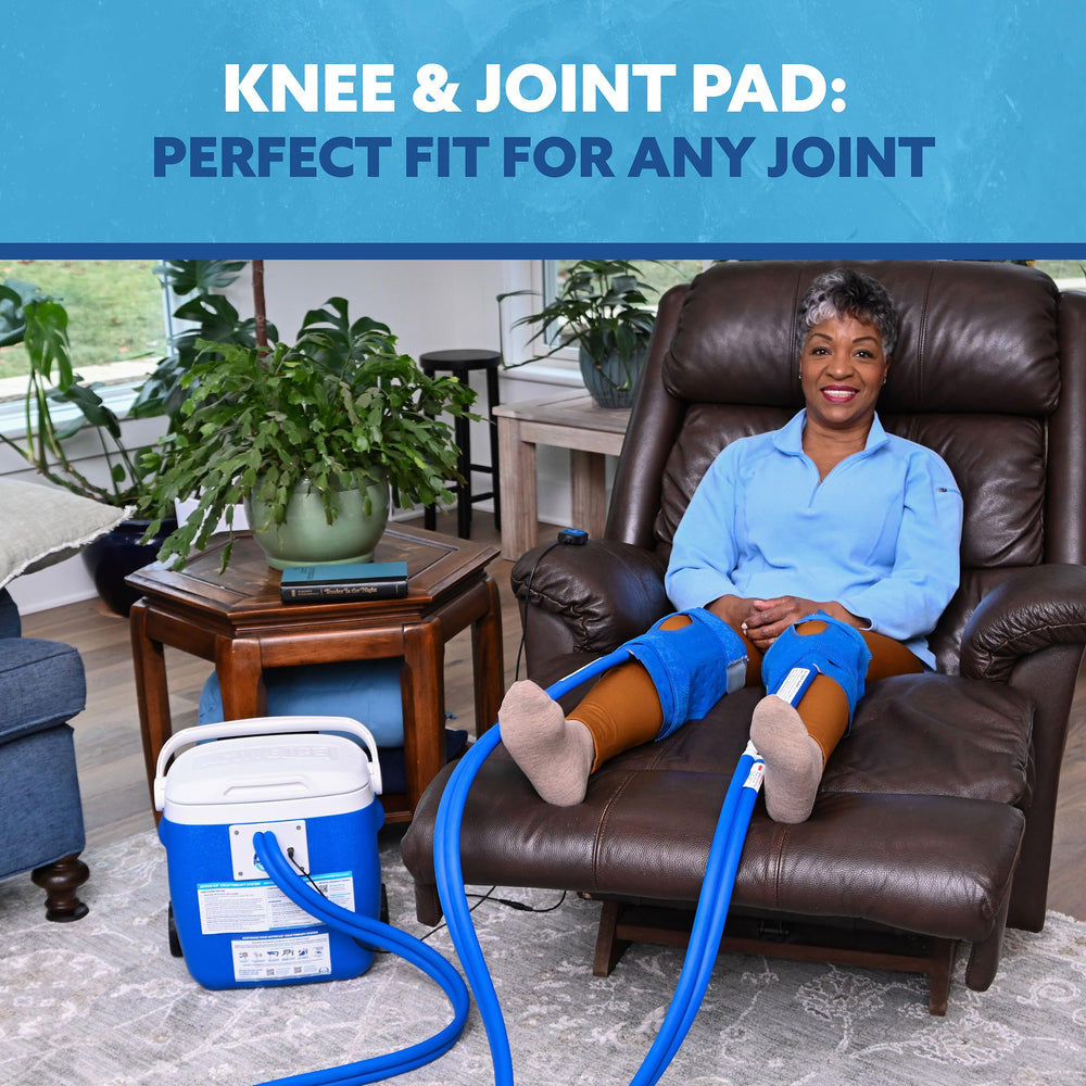 Two ergonomic knee pads provide comfortable, targeted support during recovery.