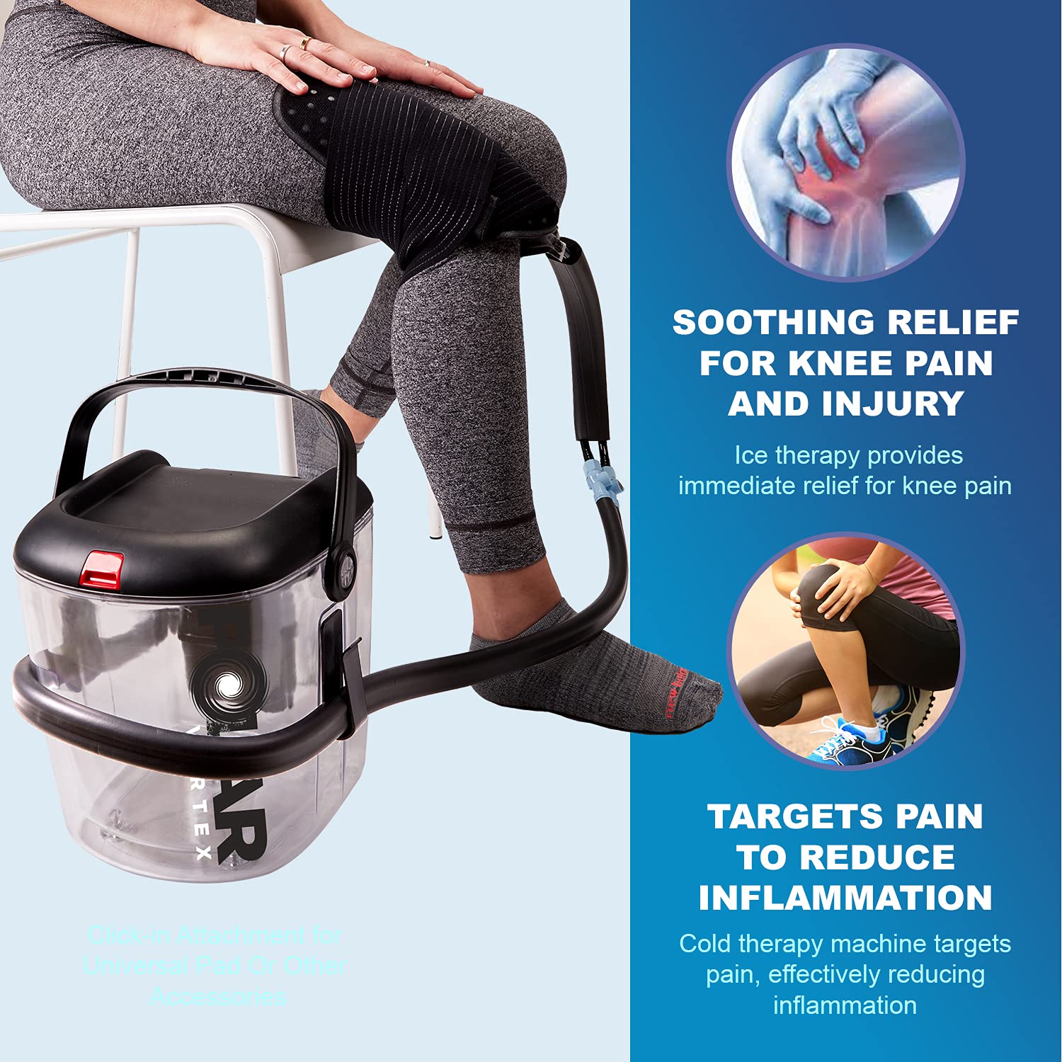 Polar Vortex unit shows a simple on/off switch for quick relief sessions.