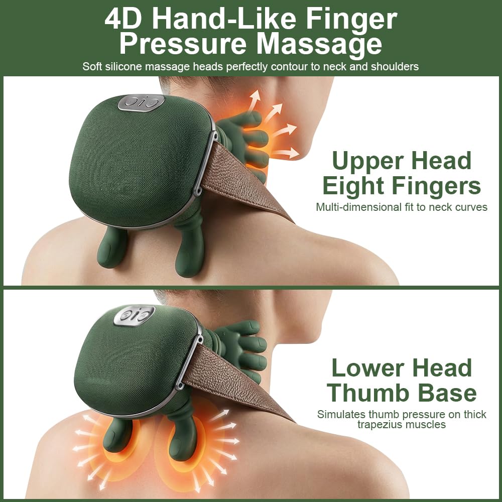 PolaZIA neck and shoulder massage wearable on the body for targeted relief.
