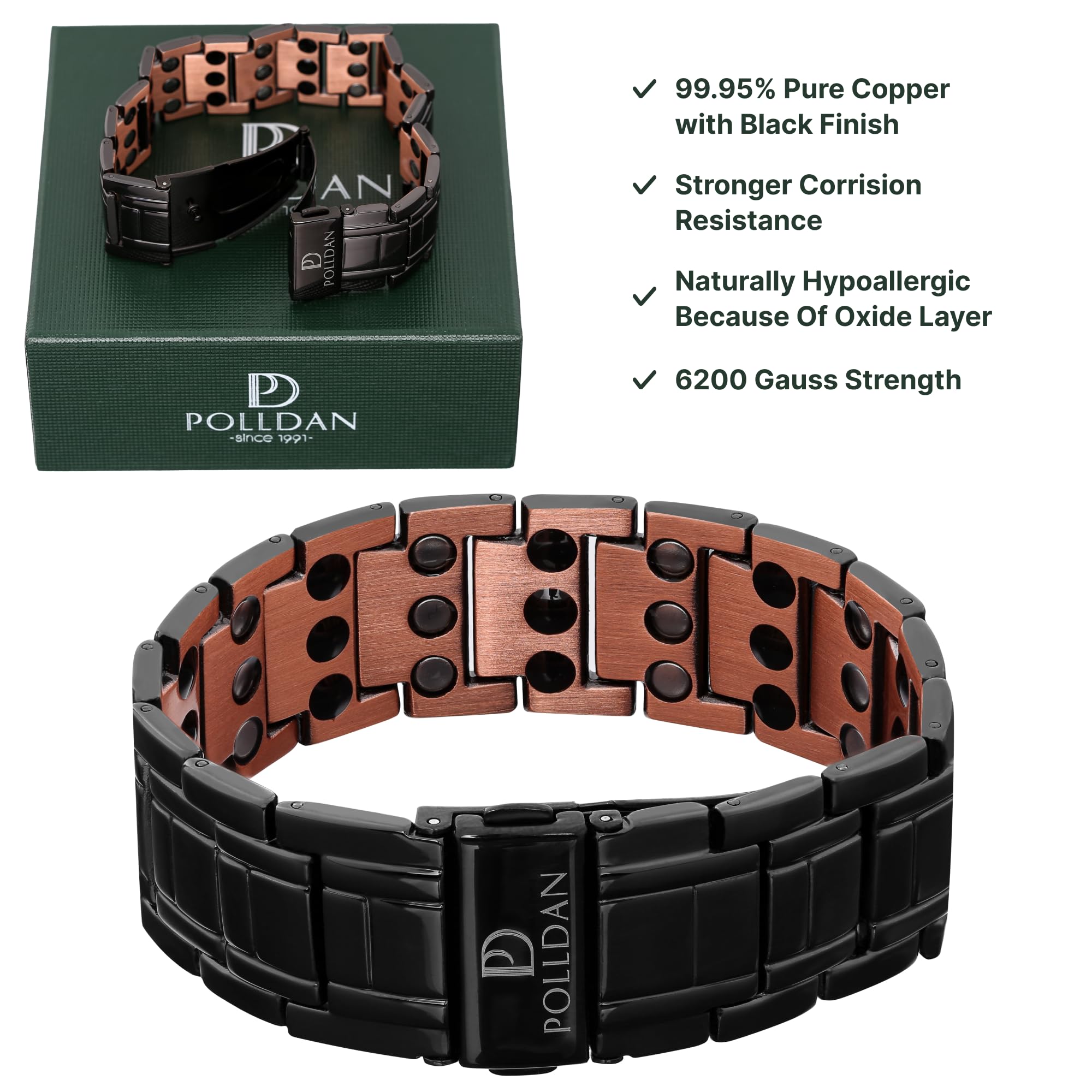 POLLDAN adjustable-fit bracelet on display communicates customizable sizing for all wrists