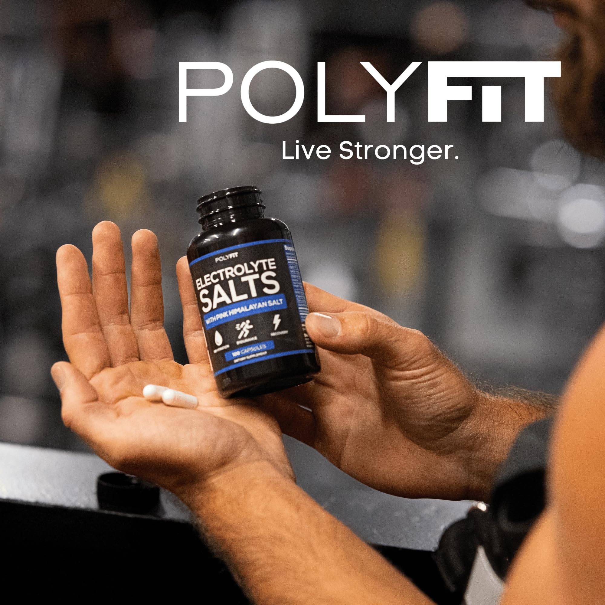 Polyfit Salt Pills athlete using during run demonstrates convenient electrolyte support