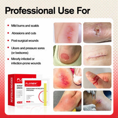 POLYNEW Xeroform dressing folded to cover irregular wound shapes for flexible use.