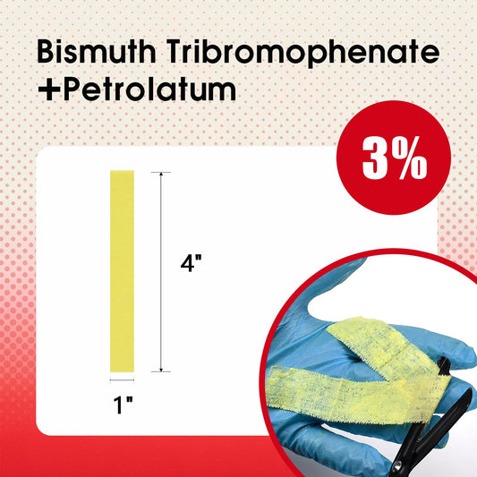 POLYNEW Xeroform dressing individually packaged for sterile, ready-to-use gauze.