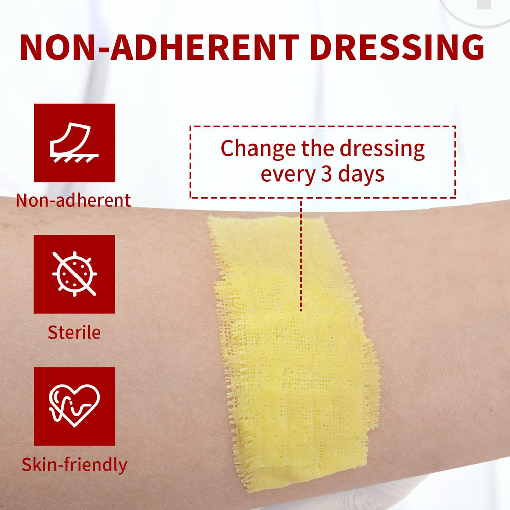 POLYNEW Xeroform dressing provides non-adherent coverage and moisture-friendly environment.