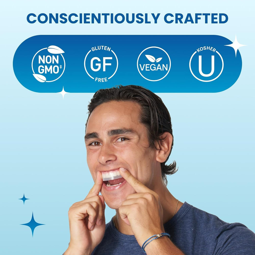 POOOF! travel kit sachets fit in a bag for whitening anywhere.