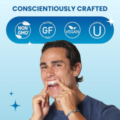 POOOF! travel kit sachets fit in a bag for whitening anywhere.