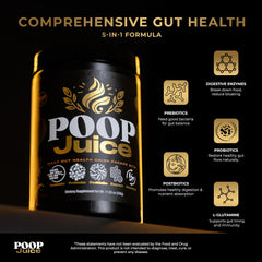 Poop Juice bottle front label shows sugar-free strawberry lemonade flavor.