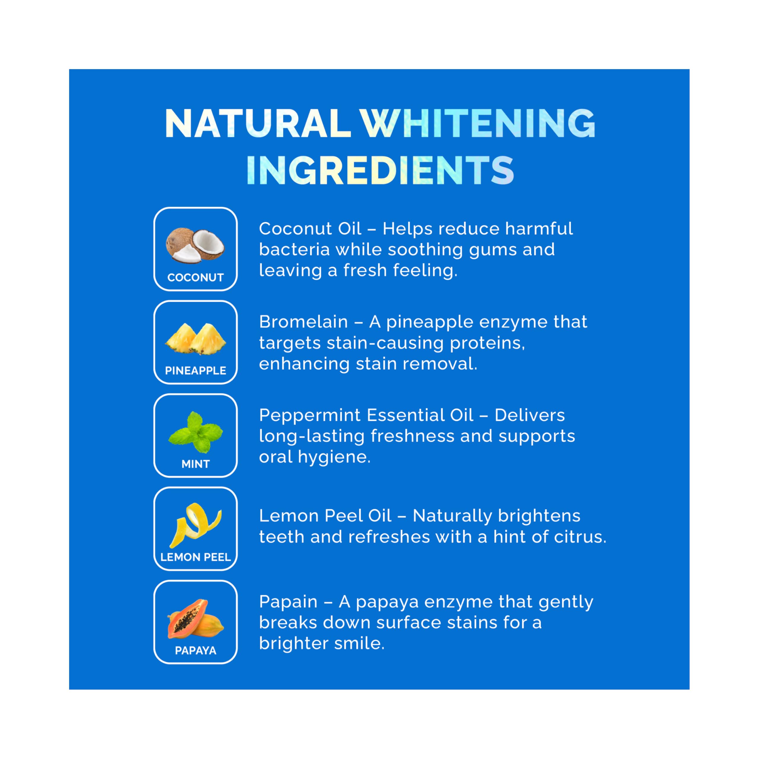 POP ON VENEERS mint and coconut ingredients ready for natural whitening