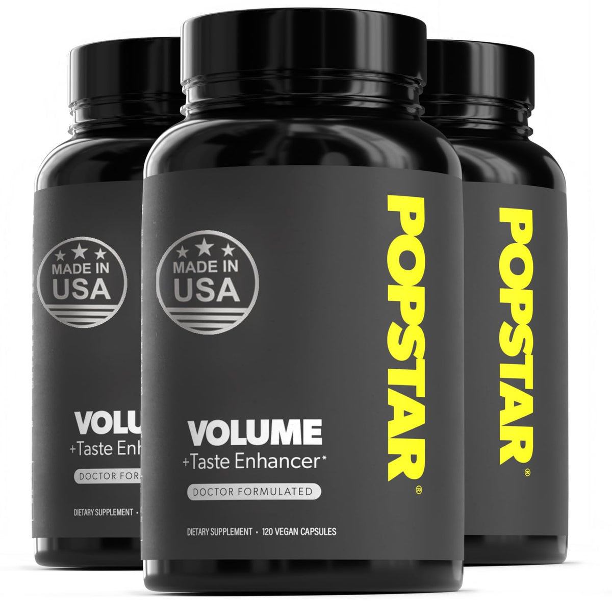 POPSTAR Labs Semen Volume Booster bottle for daily use and potential volume support.