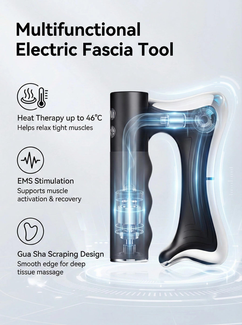 Porston heated muscle scraper tool cordless USB-C charging for convenient use.