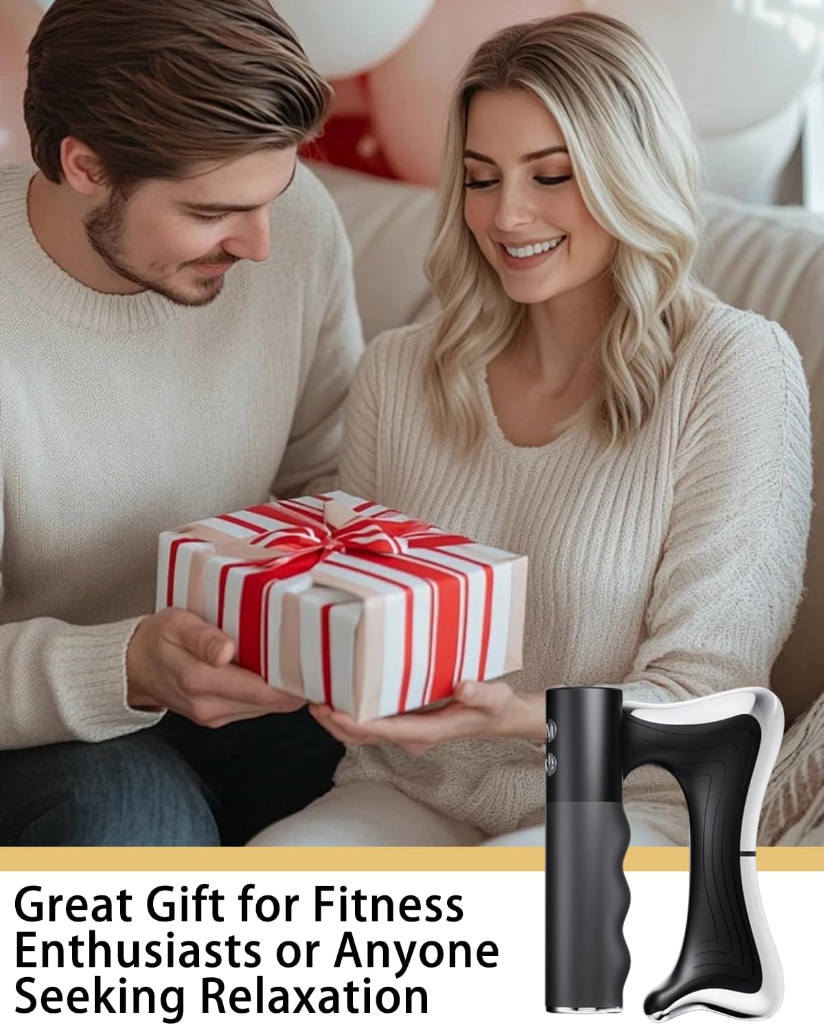 Porston heated muscle scraper tool portable case enables on-the-go relaxation.