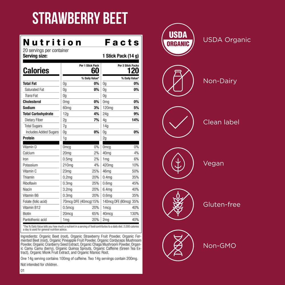 Possible pre-workout strawberry beet serve glass highlights refreshing flavor and stamina.