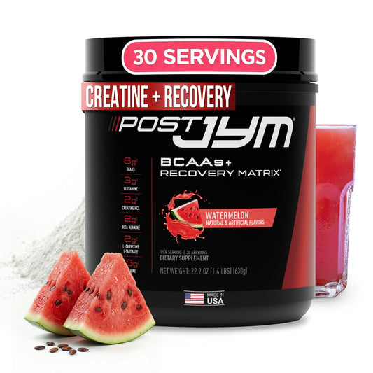 Post JYM Active Matrix watermelon bottle for post-workout hydration.