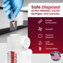 Post Medical needle and syringe disposal container supports organized waste.