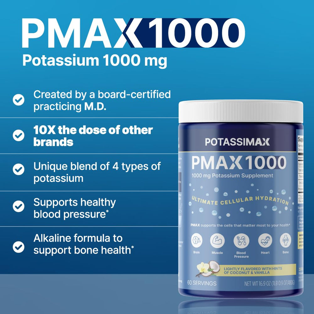 PotassiMax PMAX1000 powder dissolving in water for easy daily hydration