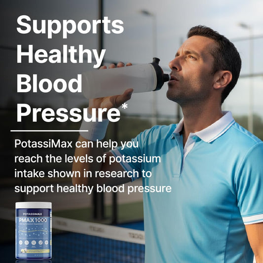 PotassiMax PMAX1000 tub label closeup highlighting four bioavailable potassium forms