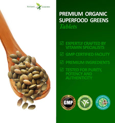 Potent Garden 2-Pack Organic Superfood Greens pouring shot demonstrates easy intake.