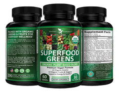 Potent Garden 2-Pack Organic Superfood Greens travel-friendly bottle in bag.