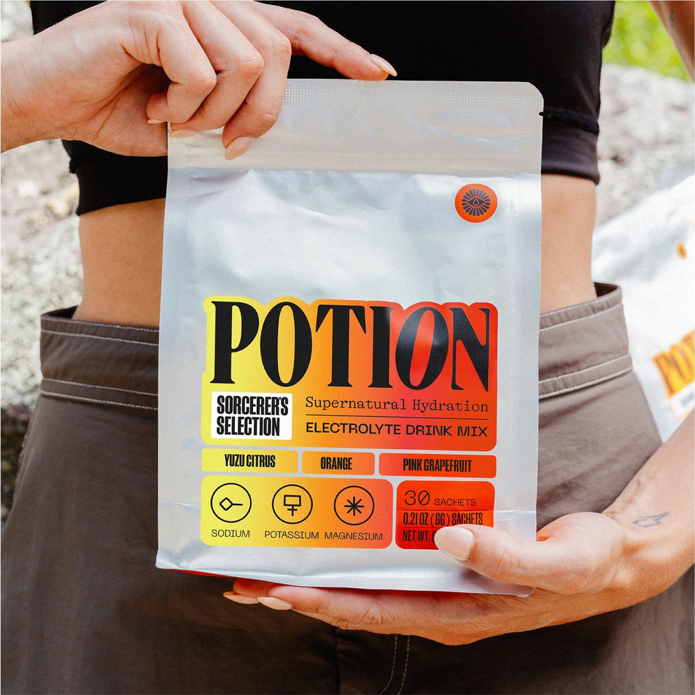 Potion Sorcerer's Selection zero sugar label on the pouch