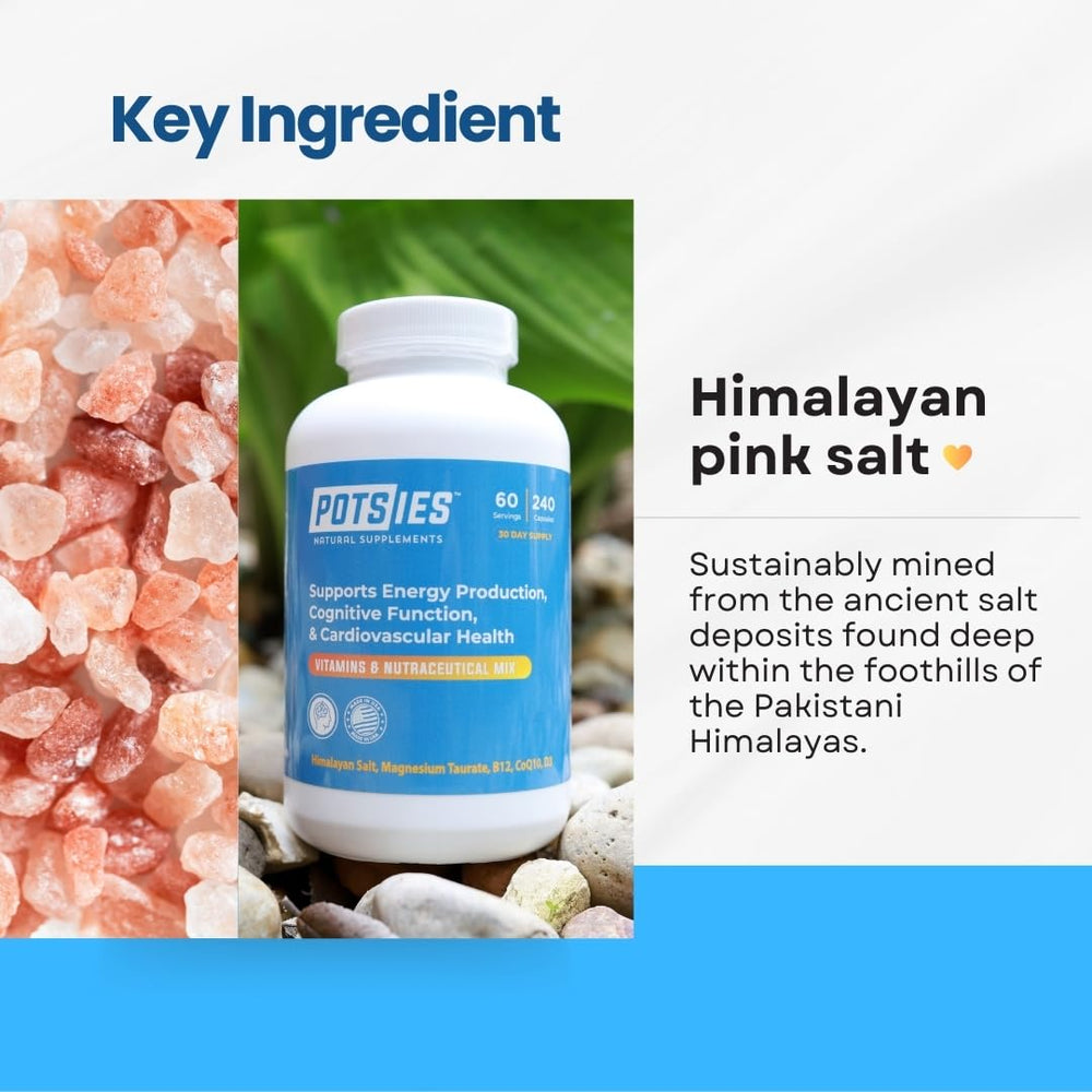 Potsies POTS ingredient highlight: CoQ10 and Himalayan salt.