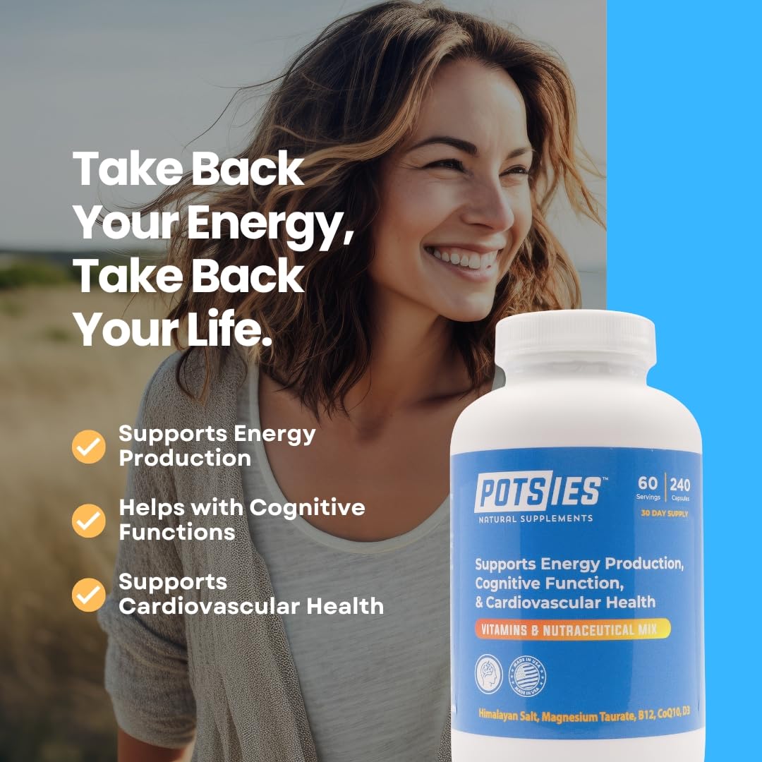 Potsies POTS supplement packaging front for an all-natural wellness staple.
